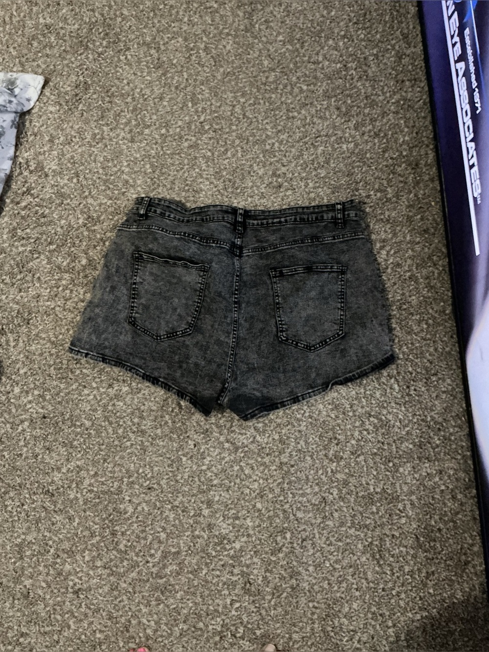 SHEIN Black Acid-Wash High-Rise Denim Shorts